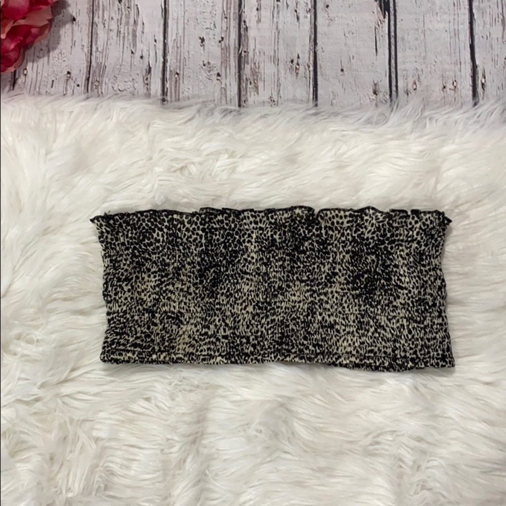 RAGA Animal Print Black and Cream Bandeau Top